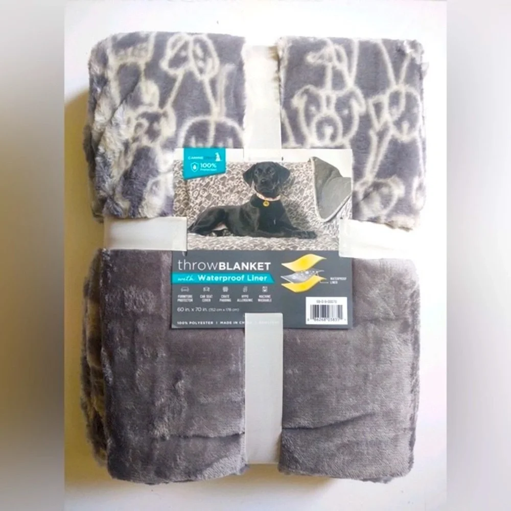 Canine Creations Throw Blanket With Waterproof Liner - White & Gray